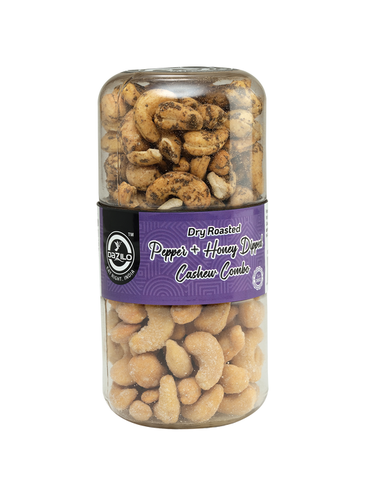 DRY ROASTED PEPPER CASHEWS+HONEY DIPPED CASHEWS COMBO JAR